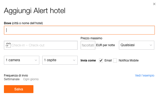 Alert prezzi hotel